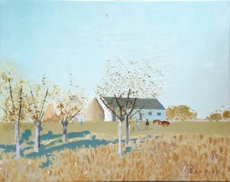 Hans | Bij de Boerderij | Acrylverf op doek