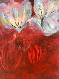 Astrid | Abstracte bloemen | Acrylverf op doek