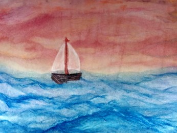 Beata | Boot op Water | Aquarelverf op papier