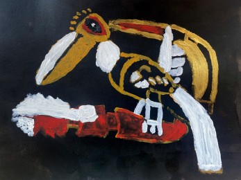 Bram | naar 3D beeld | Acrylverf op papier
