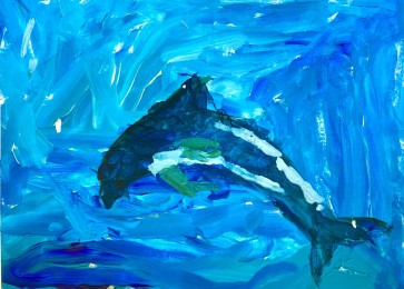 Wil | Dolfijn| Acrylverf op papier