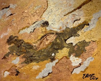 Ellert-Jan | Donker-goud-koper en brons | Acrylverf op Doek