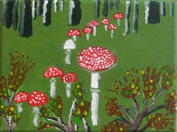 Geert | Vliegenzwammen in de herfst | Acrylverf op doek