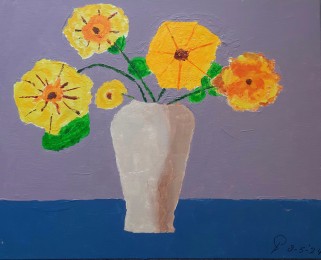 Hans | Vaas met bloemen | Acrylverf op doek
