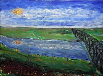 Harry | Brug over rivier | Acrylverf op doek