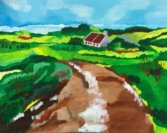 Henk | Idyllisch landschap | Acrylverf op doek