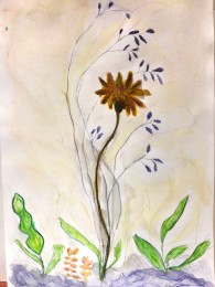 Kim | Bloem | Gemengde Techniek op Papier