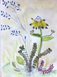 Kim | Bloem | Gemengde Techniek op Papier