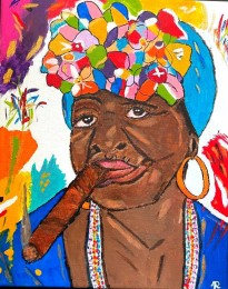 Irma | Genieten van een echte Havanna | Acrylverf op doek