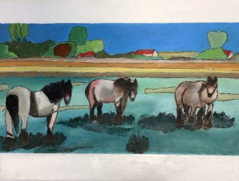 Marianne | Paarden in de wei | Olieverf op doek