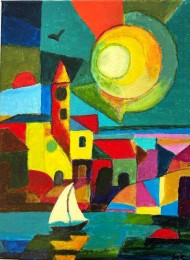 Marianne | Dorpje in Italie | acrylverf op doek