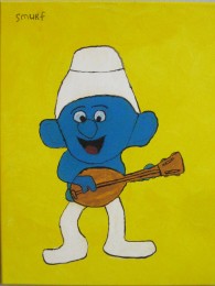 Michel | Gitaarsmurf | Acrylverf op doek