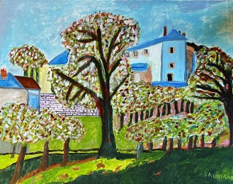 Pannus | Huis Met Boomgaard | Acrylverf op doek