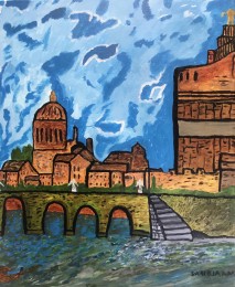 Pannus | Romeinse Brug Met Engelen | Acrylverf op doek