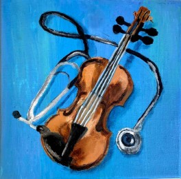 Sylvie | Medische Viool | acrylverf op doek