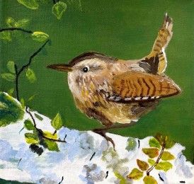 Sylvie | Winterkoninkje | acrylverf op doek