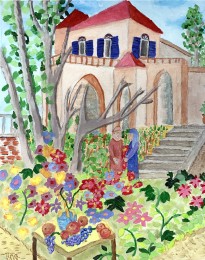 Tina | Ontmoeting in de tuin | Acrylverf op doek