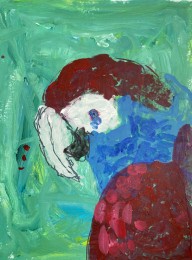 Wil | Papegaai | Acrylverf op papier