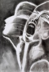 Yvonne | Schreeuw | houtskool-panpastel op papier