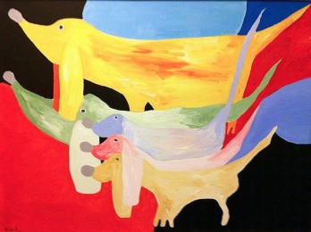 Bert | Hondjes | Acrylverf op doek