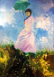 Bert | Vrouw met parasol | Acrylverf op doek