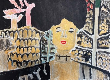 Bram | Portret naar Gustav Klimt | Acrylverf op papier