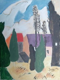 Inge | Bij de boerderij | Acrylverf op doek