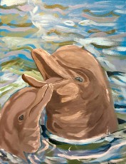 Linda | Dolfijnen | Acrylverf op doek