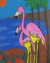 Malgosia | Flamingo's | Acrylverf op doek