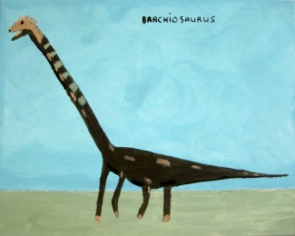 Michel | Brachiosaurus ziet soortgenoot | Acrylverf op doek