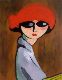 Sjef | Vrouw met rood hoedje | Acrylverf op doek