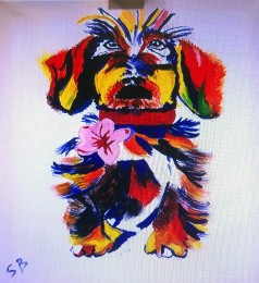 Sonja | Fleurige tekkel | Acrylverf op doek