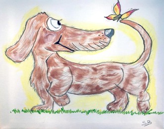 Sonja | Teckel meets vlinder | Acrylverf op canvas