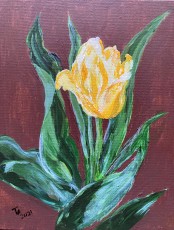 Threes | Gele tulp | Acrylverf op doek