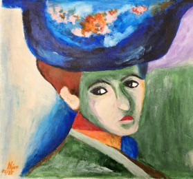 Nino | Vrouw met Hoed | Acrylverf Op Doek