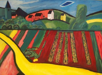 Wim | De weg naar het dorp | Acrylverf op doek