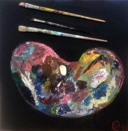 Wim | Dit is geen schilderspalet | Acrylverf op doek