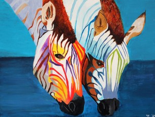 Yvonne | Vrolijke zebra's | Acrylverf op doek