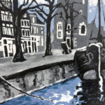 Niels | Oude Schans met de Montelbaanstoren | Acrylverf op Papier