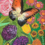 Linda | Vlinders in de bloemenweide | Acrylverf op doek