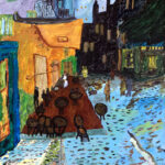 Pannus | Nachtelijk Frans terras | Acrylverf op doek