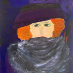 Thea | Dame Met Sjaal | Acrylverf op doek