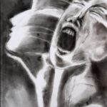 Yvonne | Schreeuw | houtskool-panpastel op papier